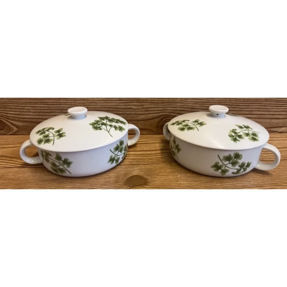 Vtg Andrea By Sadek Parsley Oven to Table Covered Casserole Dish 7380 R Lot of 2